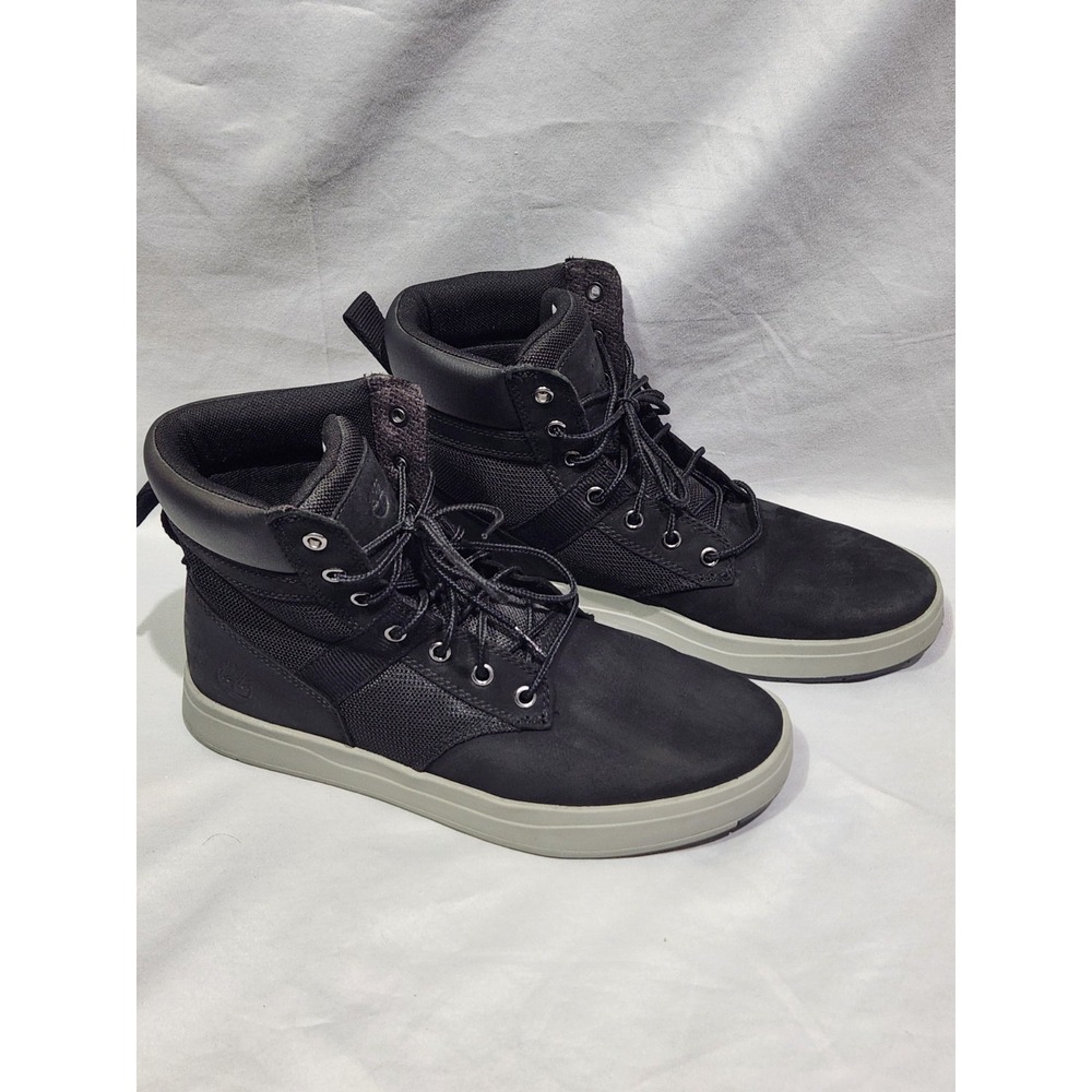 Timberland Black Davis Square Leather Fabric Chukka Sneaker Boots sz 7.5